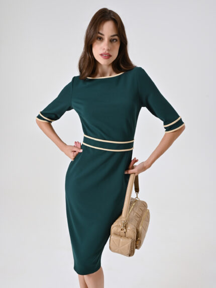 VESTIDO VERDE COM VIVOS EM CONTRASTE RINASCIMENTO