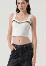 TOP BRANCO COM APLICAÇÕES DE MIÇANGAS FRACOMINA - Image 3