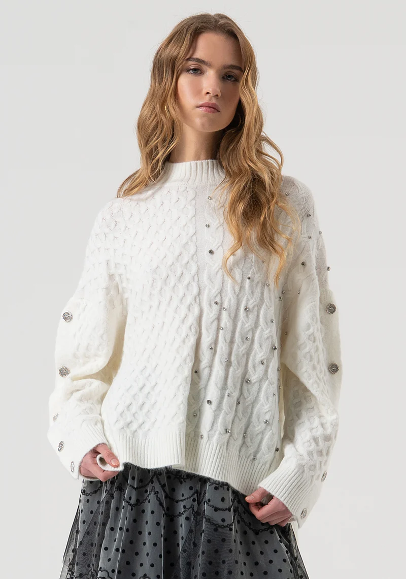 FR25WT7037K47101-108-1 CAMISOLA DE MALHA COM APLICAÇÕES FRACOMINA - Image 1