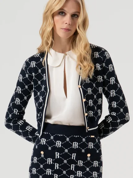 CARDIGAN AZUL MARINHO COM LOGO FRACOMINA