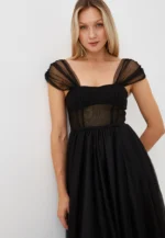 VESTIDO PRETO COMPRIDO EM TULE COM ALÇAS IMPERIAL - Image 8