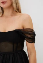 VESTIDO PRETO COMPRIDO EM TULE COM ALÇAS IMPERIAL - Image 6
