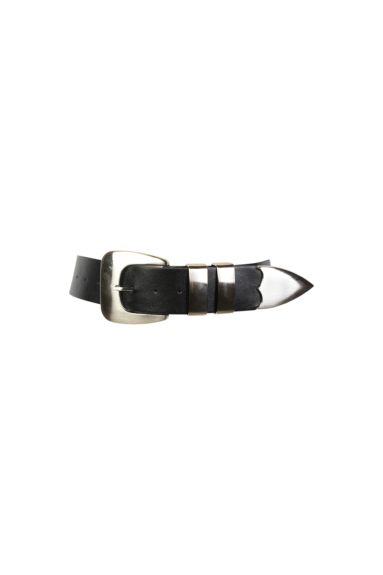 SITE_FW25_534 CINTO PRETO COM FIVELA E PONTEIRA PRATEADA SAHOCO - Image 1