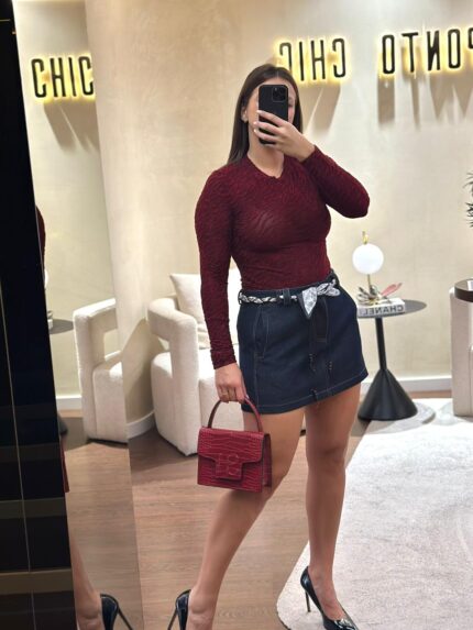 SAIA DE GANGA COM CINTO ESTAMPADO E MISSANGAS PONTO CHIC