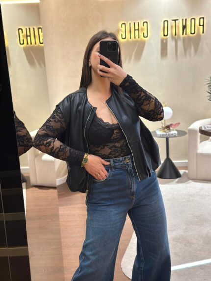 COLETE COURO PRETO ELEH