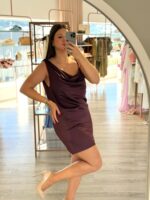 VESTIDO CURTO ASSIMÉTRICO VINHO IMPERIAL