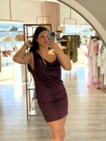 VESTIDO CURTO ASSIMÉTRICO VINHO IMPERIAL - Image 2