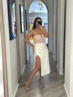 SAIA MIDI BRANCA COM RACHA LANÇA PERFUME - Image 4