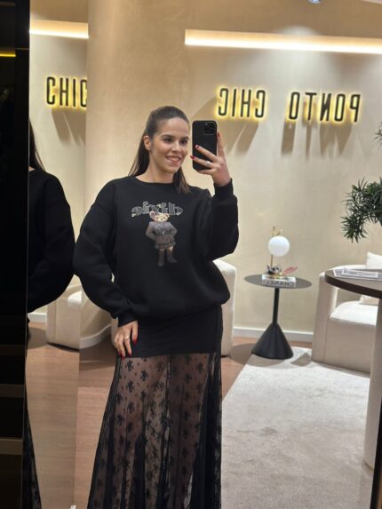 SWEAT PRETA URSO COM APLICAÇÕES DIXIE