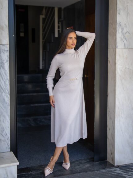 VESTIDO MIDI DE MALHA COM LUREX FRACOMINA