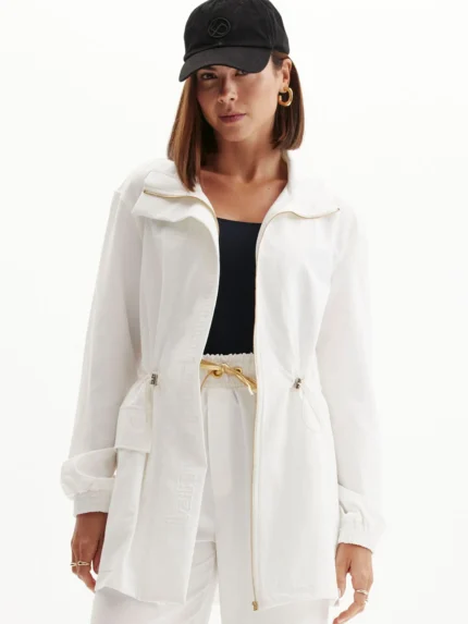 PARKA ALONGADA BRANCA COM ESTAMPA LOCAL LANÇA PERFUME
