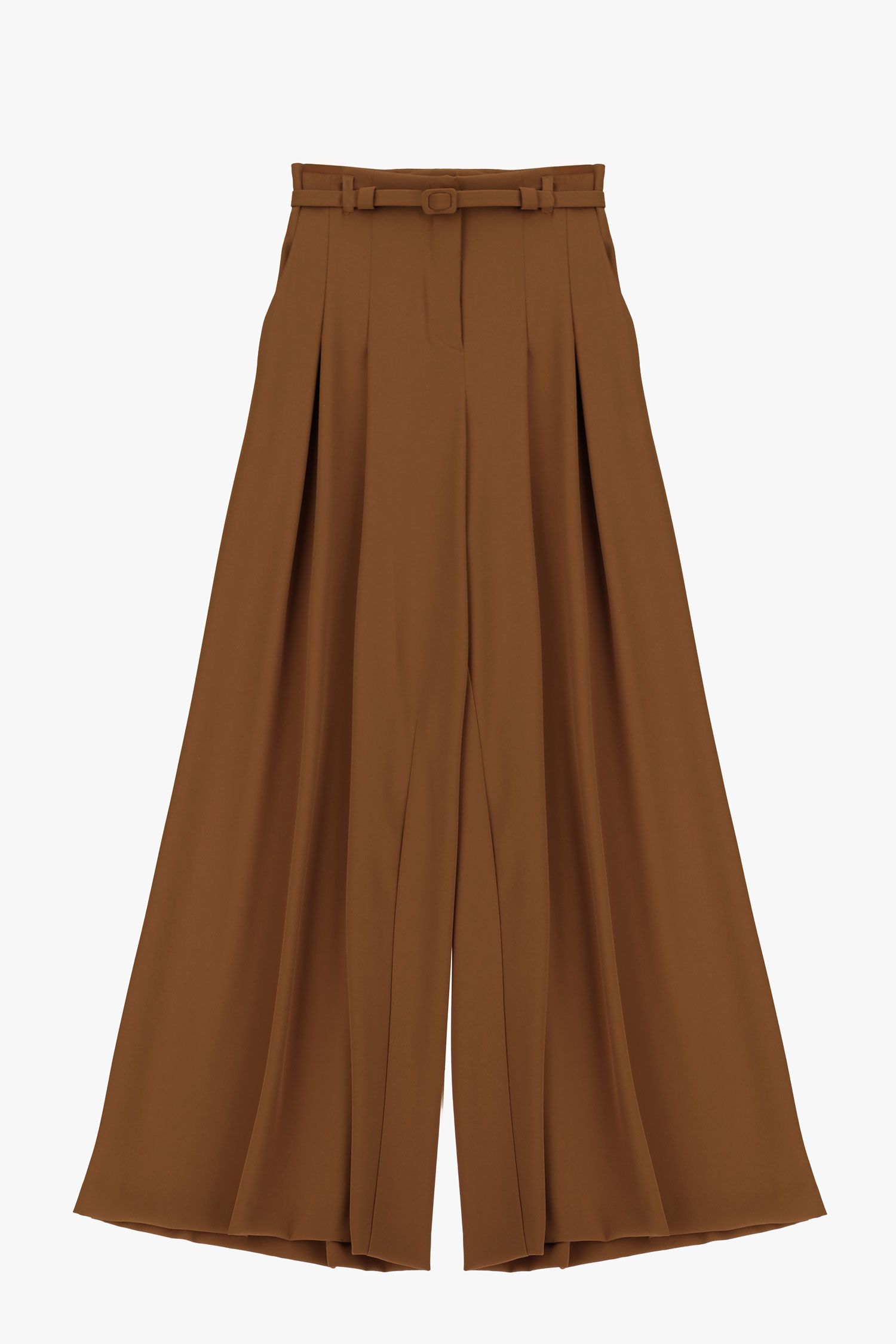 01870_P3ZQKHX_F CALÇAS PANTALONAS COM PREGAS CASTANHAS IMPERIAL - Image 1