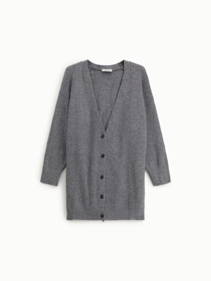 CARDIGAN EM MALHA CINZA CANELADA DIXIE