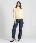 CAMISOLA  AMARELO MANTEIGA COM GOLA ALTA  RUGA