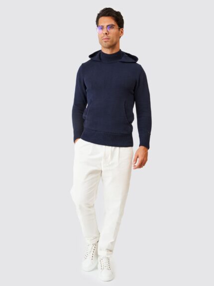CAMISOLA TRICOT MEIA GOLA COM CAPUZ AZUL ZOLF