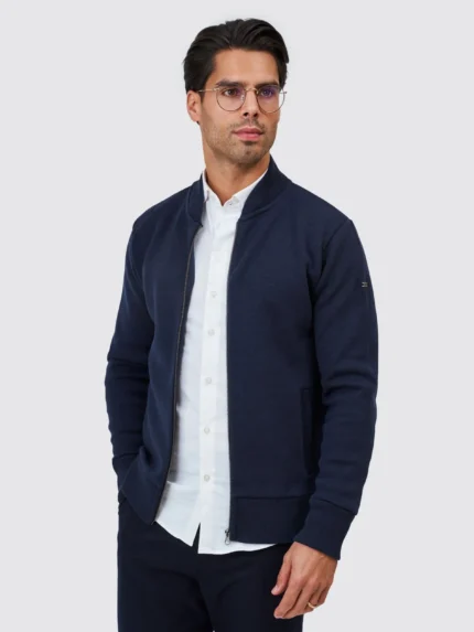 CASACO TRICOT BOMBER AZUL ZOLF