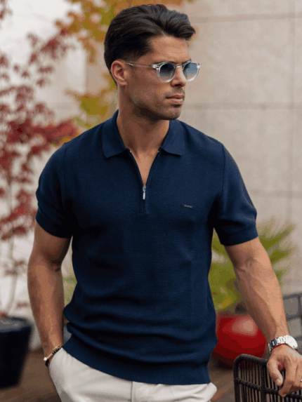 POLO TRICOT COM FECHO DE CORRER AZUL ZOLF