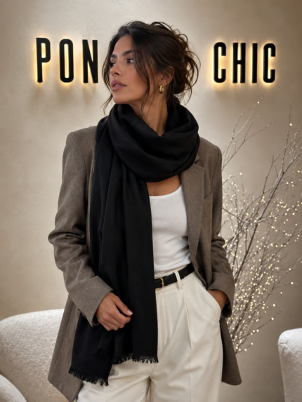 LENÇO PRETO LISO PONTO CHIC
