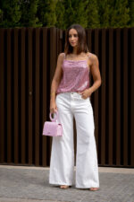 TOP ROSA METALIZADO COM PADRÃO RINASCIMENTO - Image 4