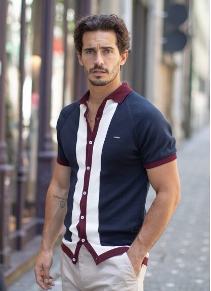 POLO CAMISEIRO AZUL E BORDO ZOLF
