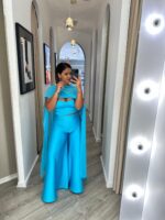 CAPA  AZUL TURQUESA EM CHIFFON RINASCIMENTO