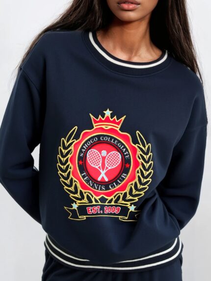 SWEAT AZUL MARINHO COM BORDADO COLLEGIATE TENNIS CLUB SAHOCO