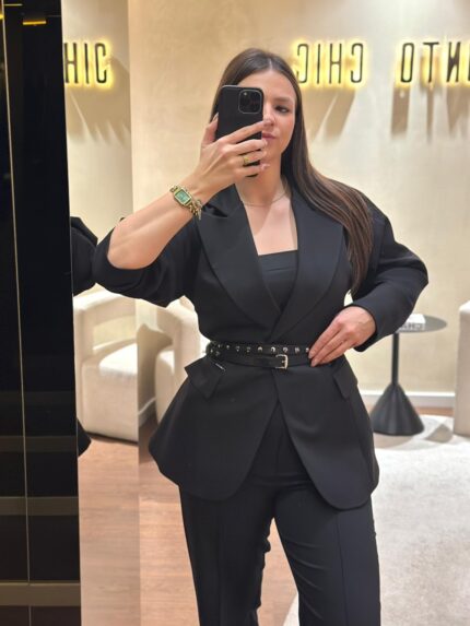 BLAZER PRETO ESTRUTURADO COM CINTO SAHOCO