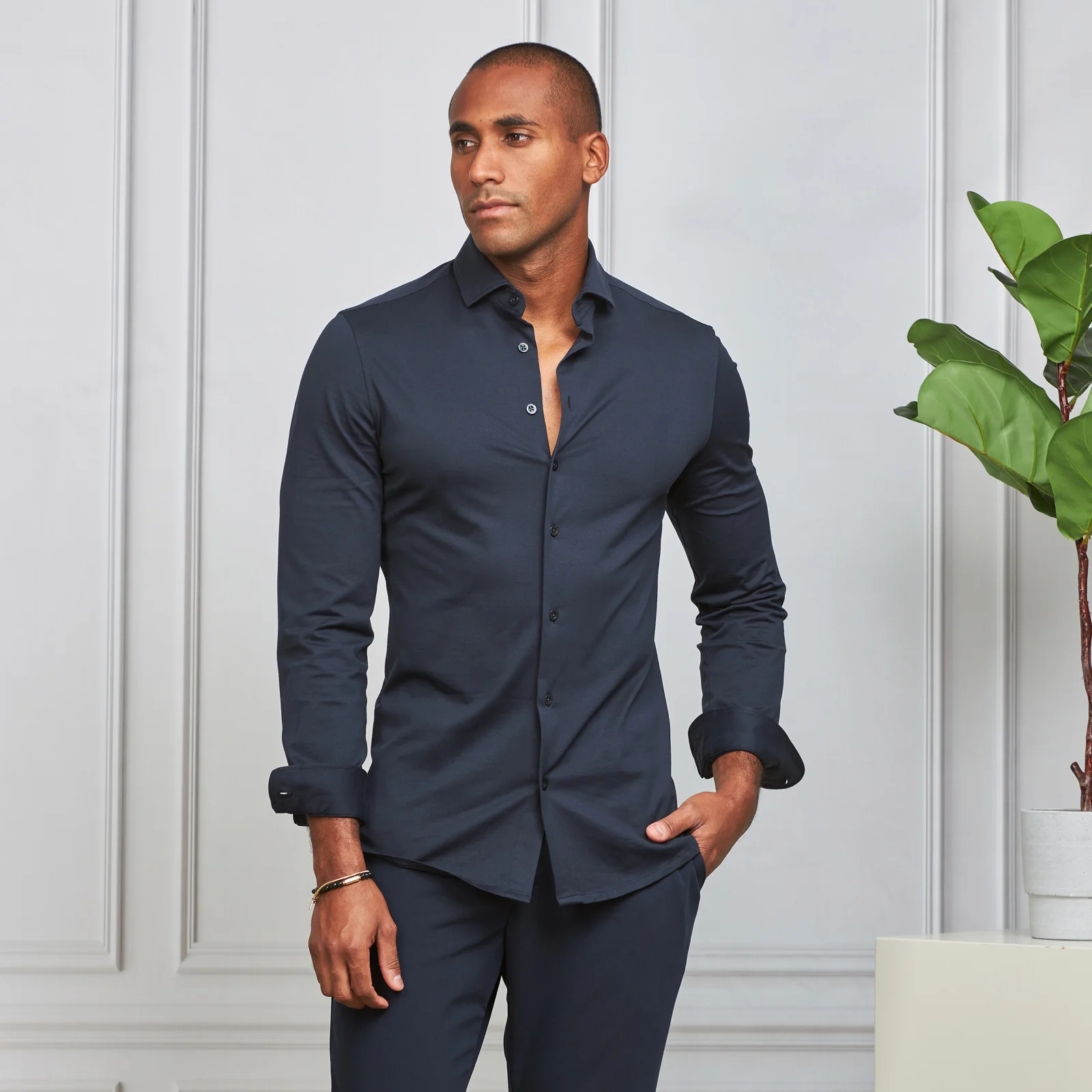 Zolf-0211_1102 CAMISA STRETCH EASY-IRON AZUL SLIM FIT ZOLF - Image 1