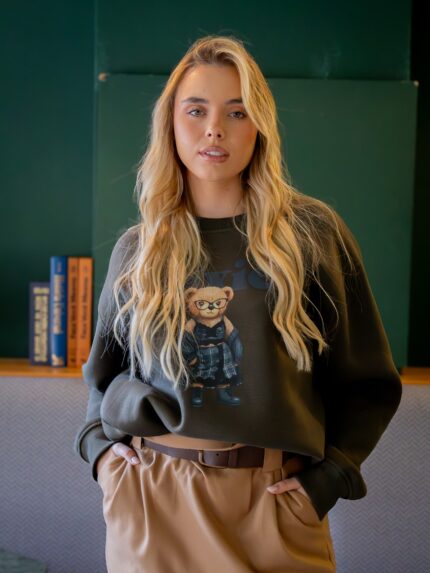 CAMISOLA VERDE COM ESTAMPA DE URSO DIXIE
