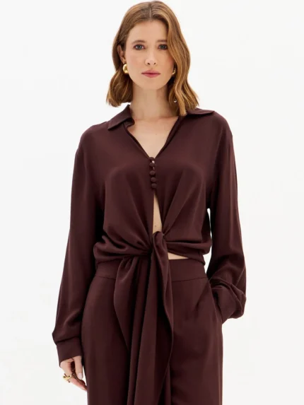BLUSA BORDÔ COM BOTÕES LANÇA PERFUME
