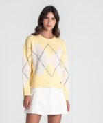CAMISOLA PADRÃO AMARELO E BEGE COM LANTEJOULAS RUGA - Image 2