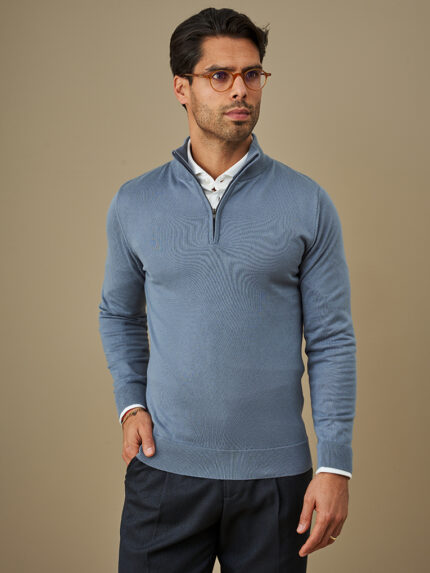 CAMISOLA TRICÔ COM FECHO AZUL CIANO ZOLF