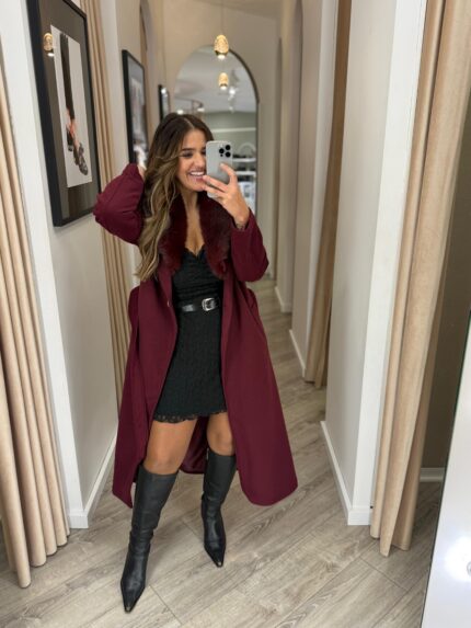 CASACO BORDEAUX COM PELO PONTO CHIC