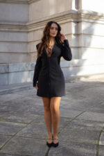 VESTIDO PRETO ESTILO BLAZER COM FECHO FRONTAL IMPERIAL - Image 7