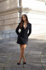 VESTIDO PRETO ESTILO BLAZER COM FECHO FRONTAL IMPERIAL - Image 5