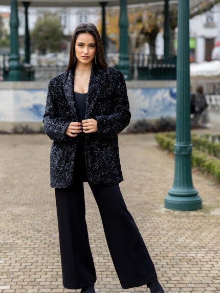BLAZER PRETO COM BRILHO PONTO CHIC