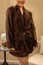 BLAZER CASTANHO COM BRILHO PONTO CHIC