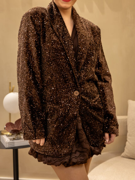 BLAZER CASTANHO COM BRILHO PONTO CHIC