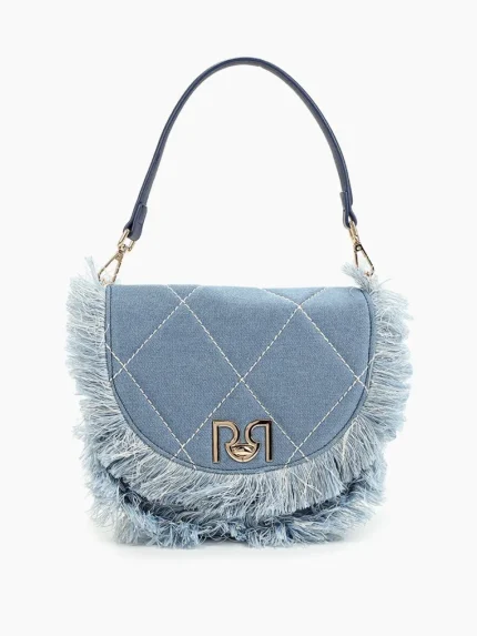 MALA DENIM COM FRANJAS E DETALHE METÁLICO RINASCIMENTO