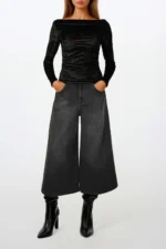 JEANS CULOTTE CINZA CINTURA SUBIDA SAHOCO