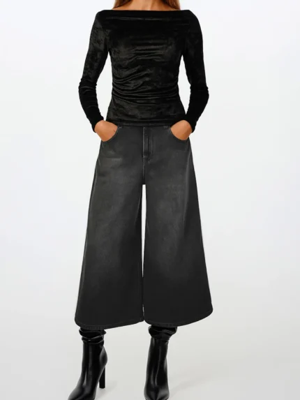 JEANS CULOTTE CINZA CINTURA SUBIDA SAHOCO