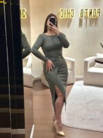 VESTIDO MALHA VERDE MILITAR PONTO CHIC - Image 6