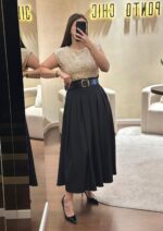 VESTIDO DE LANTEJOULAS DOURADO PONTO CHIC