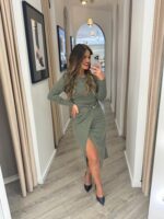 VESTIDO MALHA VERDE MILITAR PONTO CHIC - Image 5