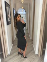 VESTIDO MALHA PRETO PONTO CHIC - Image 3
