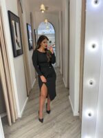 VESTIDO MALHA PRETO PONTO CHIC - Image 4