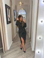 VESTIDO MALHA PRETO PONTO CHIC - Image 2