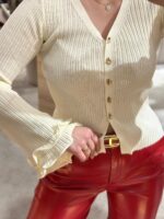 CARDIGAN DE MALHA CANELADA CRU PONTO CHIC - Image 2