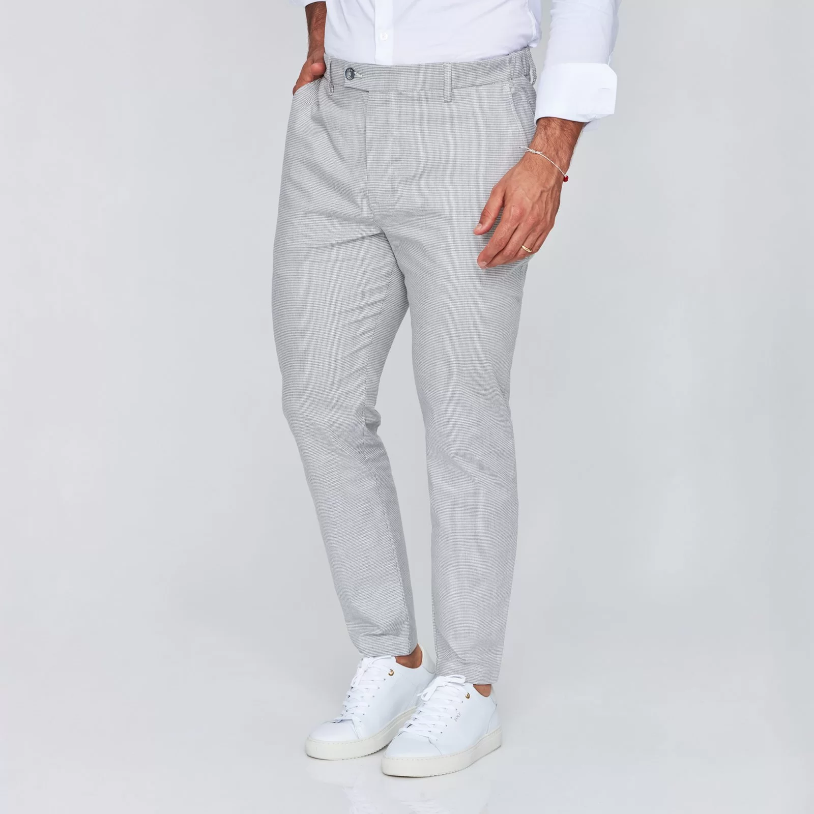 Zolf-0323 CALÇA PATA DE GALO BRANCO E CINZA SLIM FIT ZOLF - Image 1