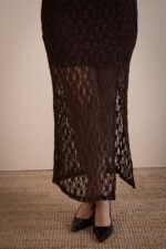 VESTIDO COMPRIDO DE RENDA CASTANHO PONTO CHIC - Image 5